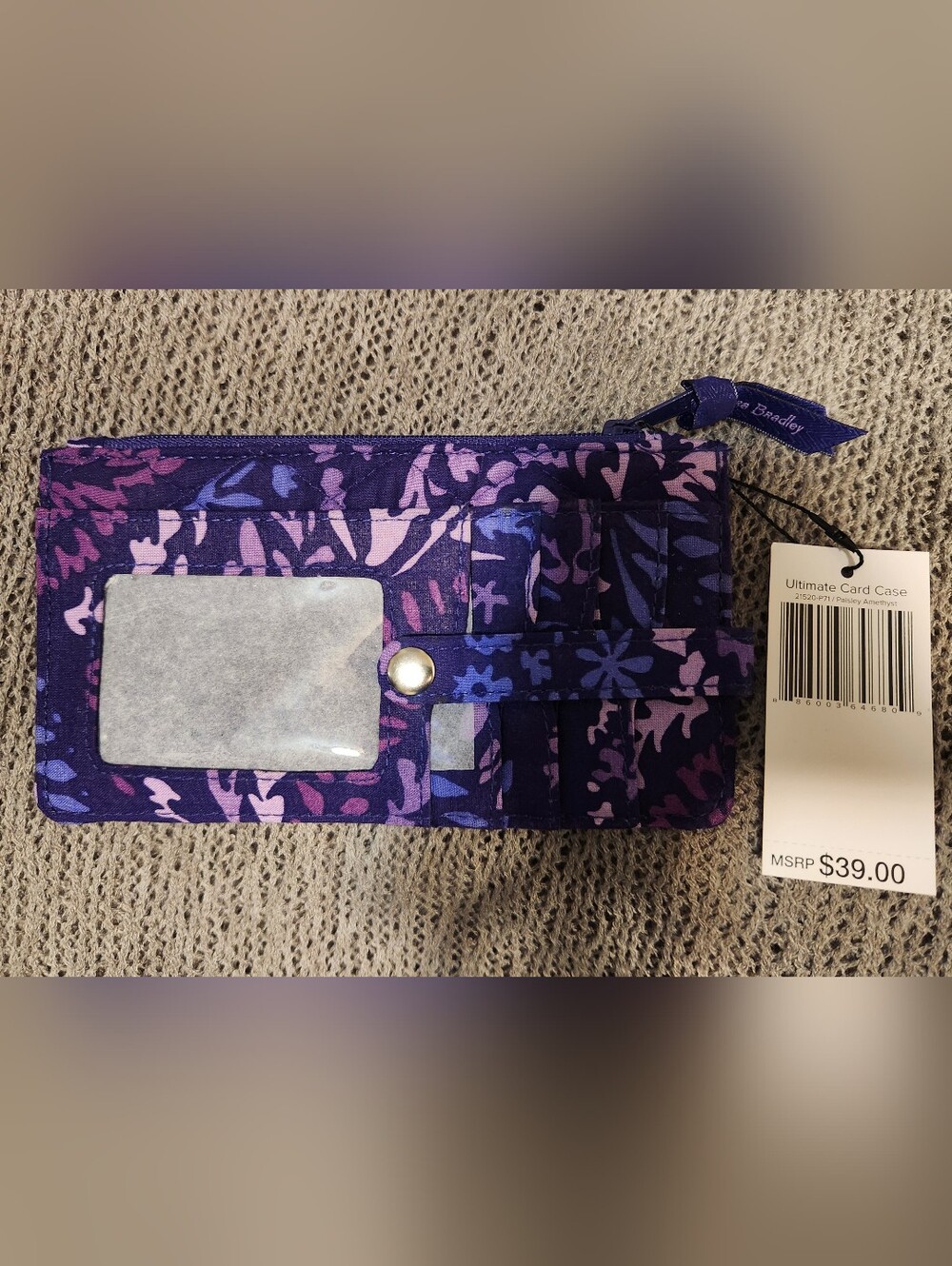 Vera Bradley Ultimate Card Case Wallet, Paisley Amethyst - NWT